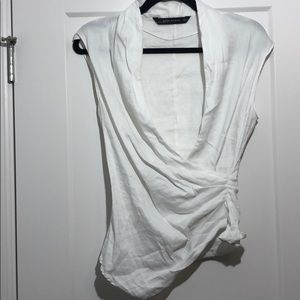 Zara Asymmetric White Blouse Size Small